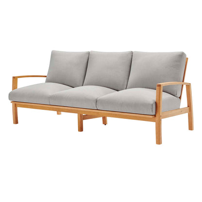 Orlean Outdoor Patio Eucalyptus Wood Sofa and Loveseat Set, Wood, Brown Natural Light Grey Gray, 18951