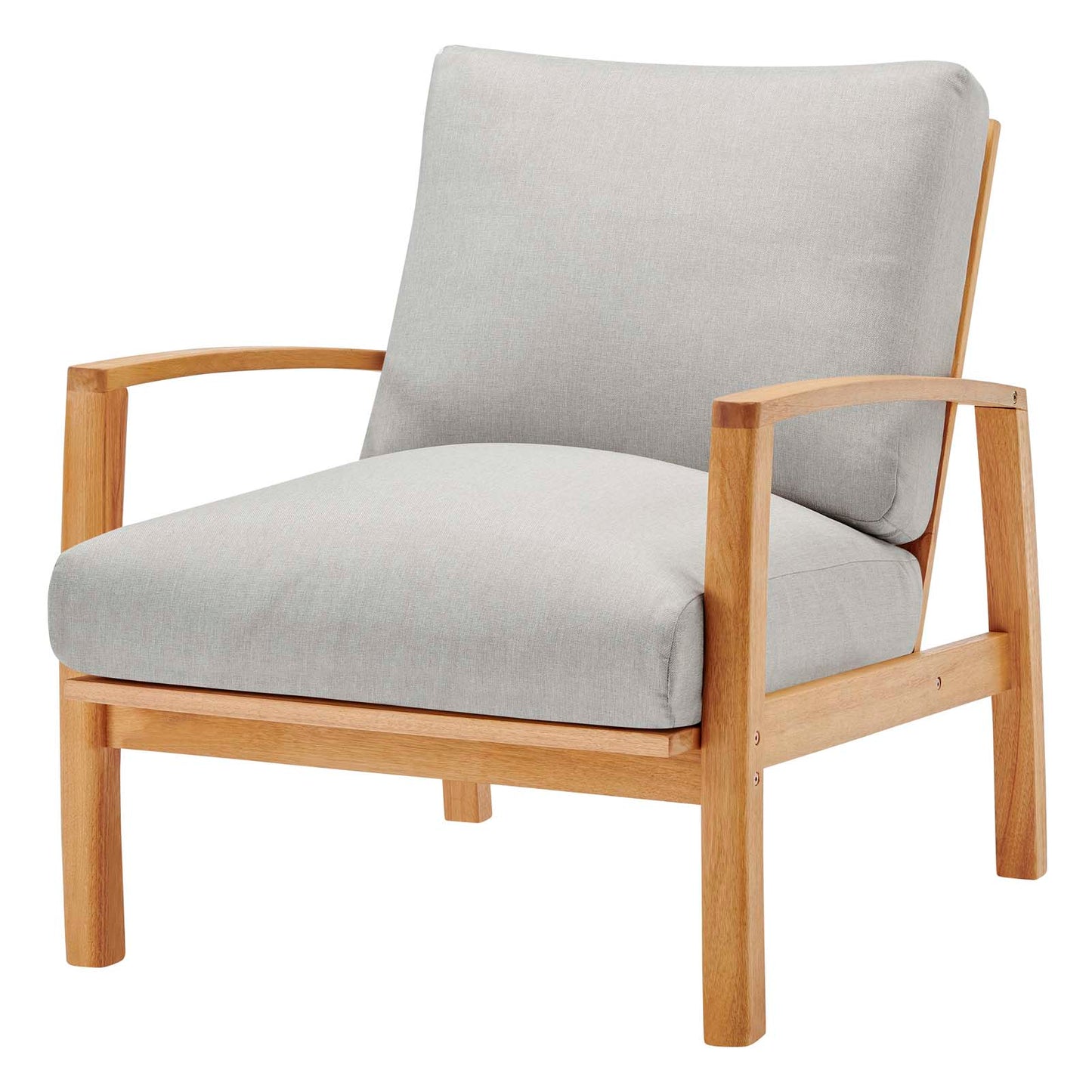 Orlean Outdoor Patio Eucalyptus Wood Lounge Armchair Set of 2, Wood, Brown Natural Light Grey Gray, 18954