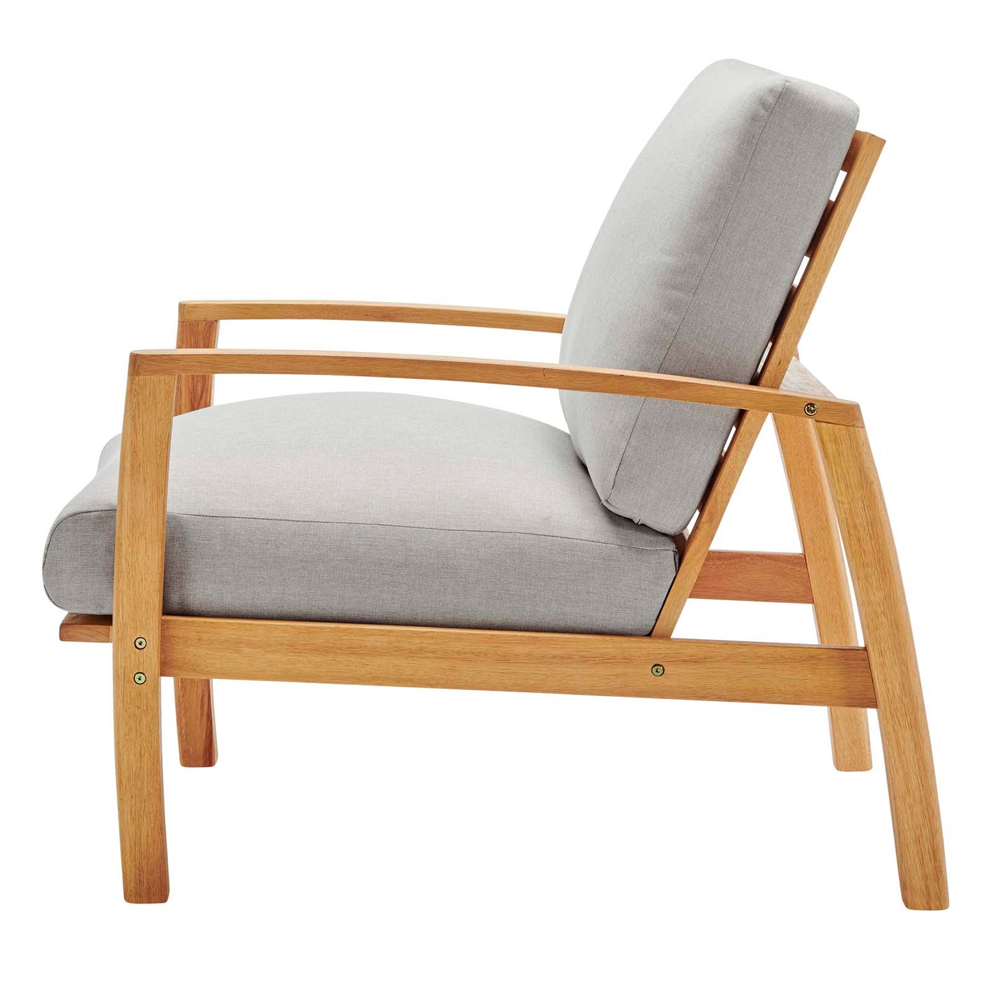 Orlean Outdoor Patio Eucalyptus Wood Lounge Armchair Set of 2, Wood, Brown Natural Light Grey Gray, 18954
