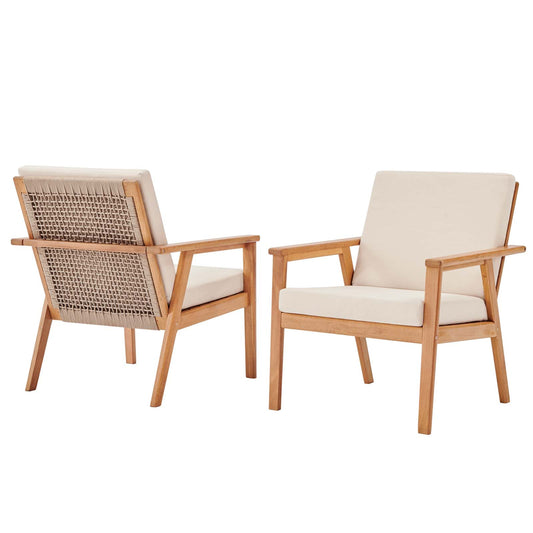 Vero Outdoor Patio Ash Wood Armchair Set of 2, Wood, Brown Natural Beige, 18955