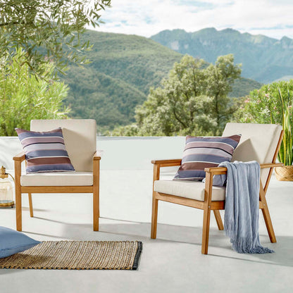 Vero Outdoor Patio Ash Wood Armchair Set of 2, Wood, Brown Natural Beige, 18955