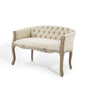 Crown Vintage French Upholstered Settee Loveseat, Fabric, Wood, Beige, 18964
