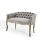 Crown Vintage French Upholstered Settee Loveseat, Fabric, Wood, Light Grey Gray, 18965