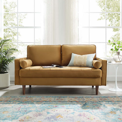 Valour Performance Velvet Loveseat, Velvet, Brown, 18966