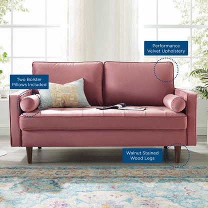 Valour Performance Velvet Loveseat, Velvet, Pink, 18967