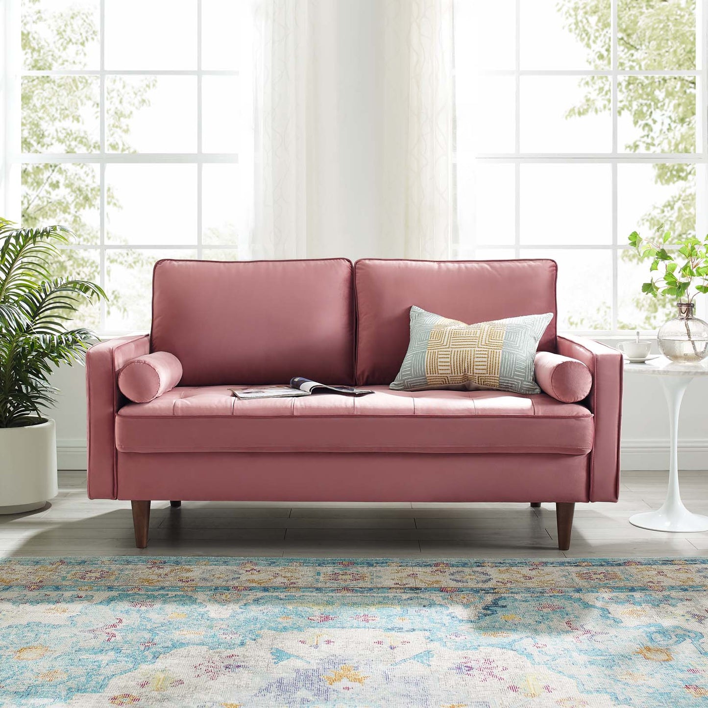 Valour Performance Velvet Loveseat, Velvet, Pink, 18967