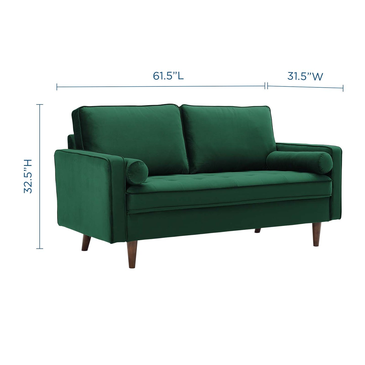 Valour Performance Velvet Loveseat, Velvet, Green, 18968