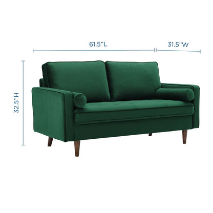 Valour Performance Velvet Loveseat, Velvet, Green, 18968