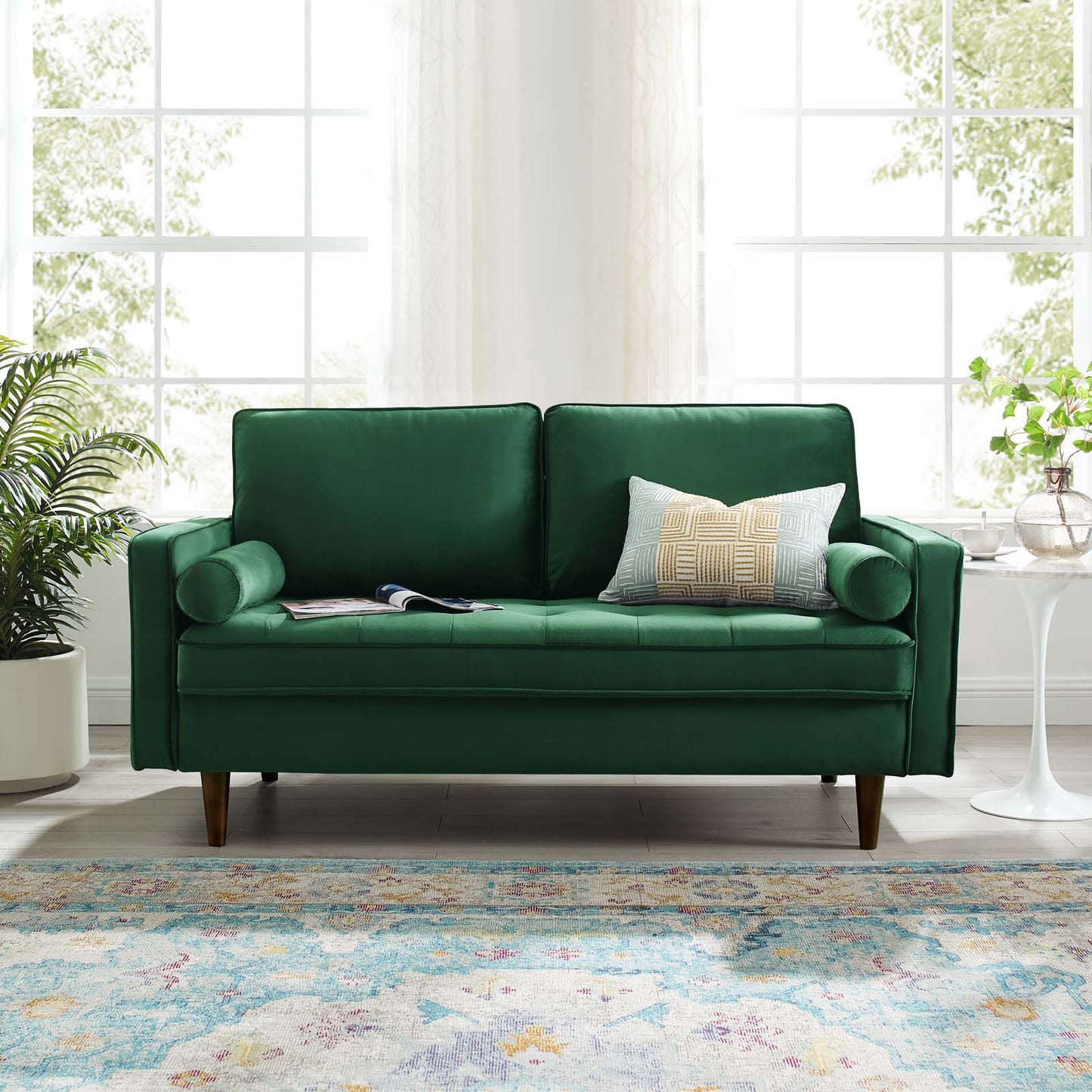 Valour Performance Velvet Loveseat, Velvet, Green, 18968