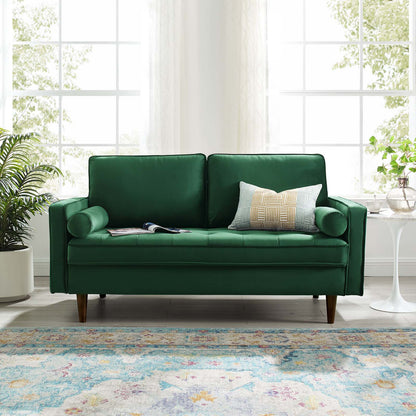 Valour Performance Velvet Loveseat, Velvet, Green, 18968