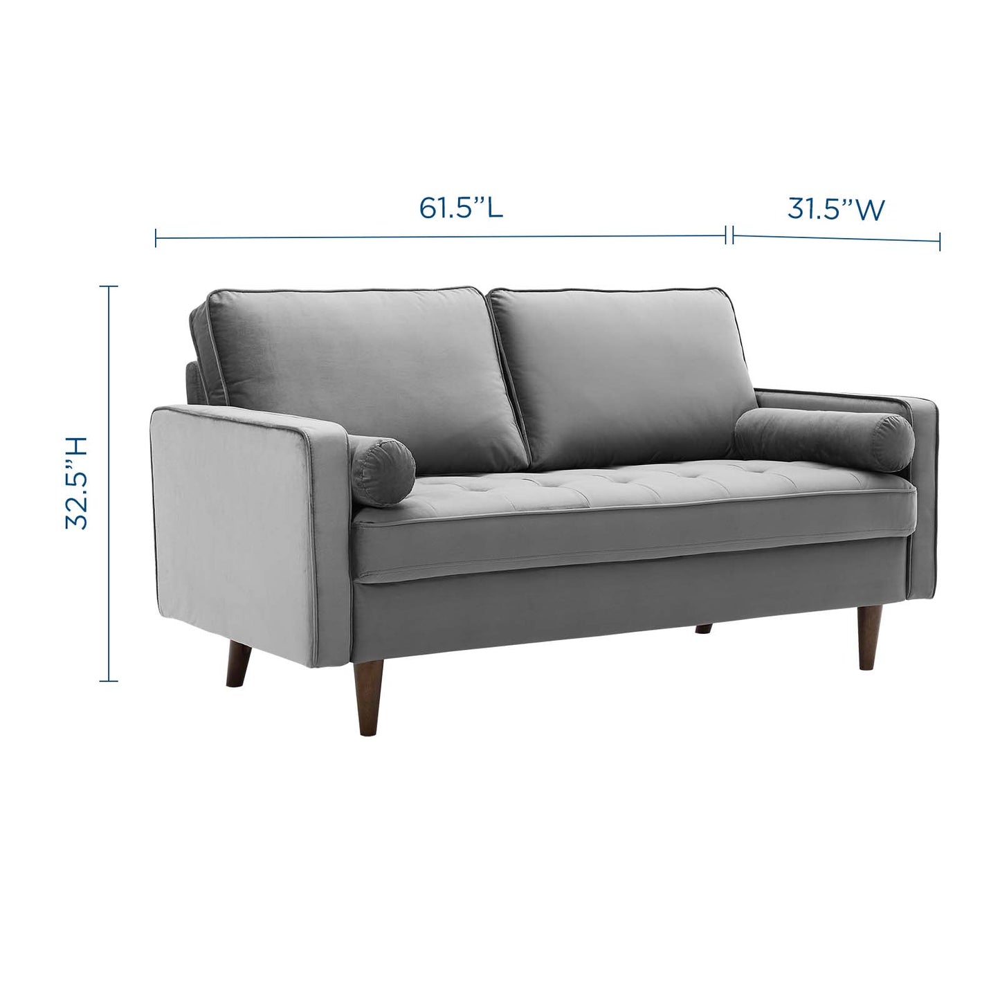 Valour Performance Velvet Loveseat, Velvet, Grey Gray, 18969
