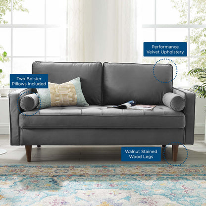 Valour Performance Velvet Loveseat, Velvet, Grey Gray, 18969