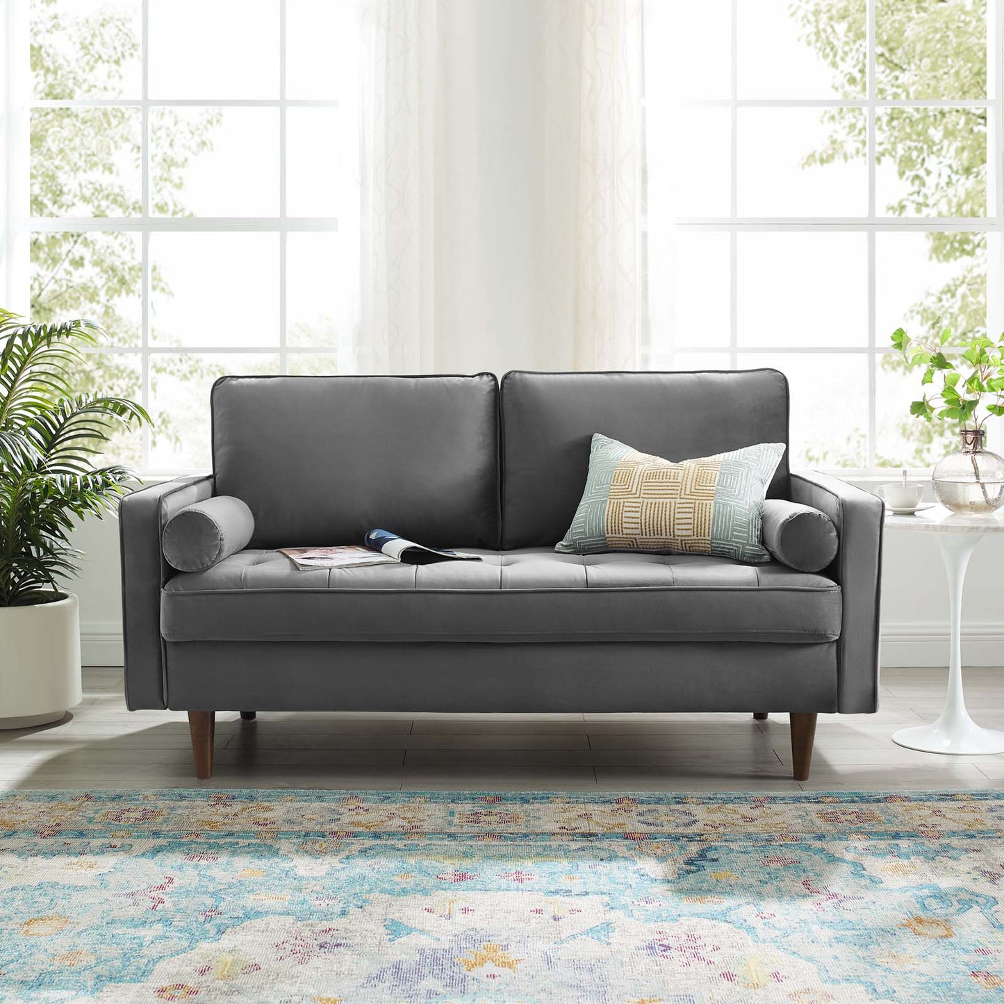 Valour Performance Velvet Loveseat, Velvet, Grey Gray, 18969