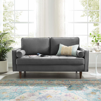 Valour Performance Velvet Loveseat, Velvet, Grey Gray, 18969