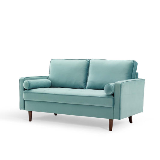 Valour Performance Velvet Loveseat, Velvet, Blue, 18970