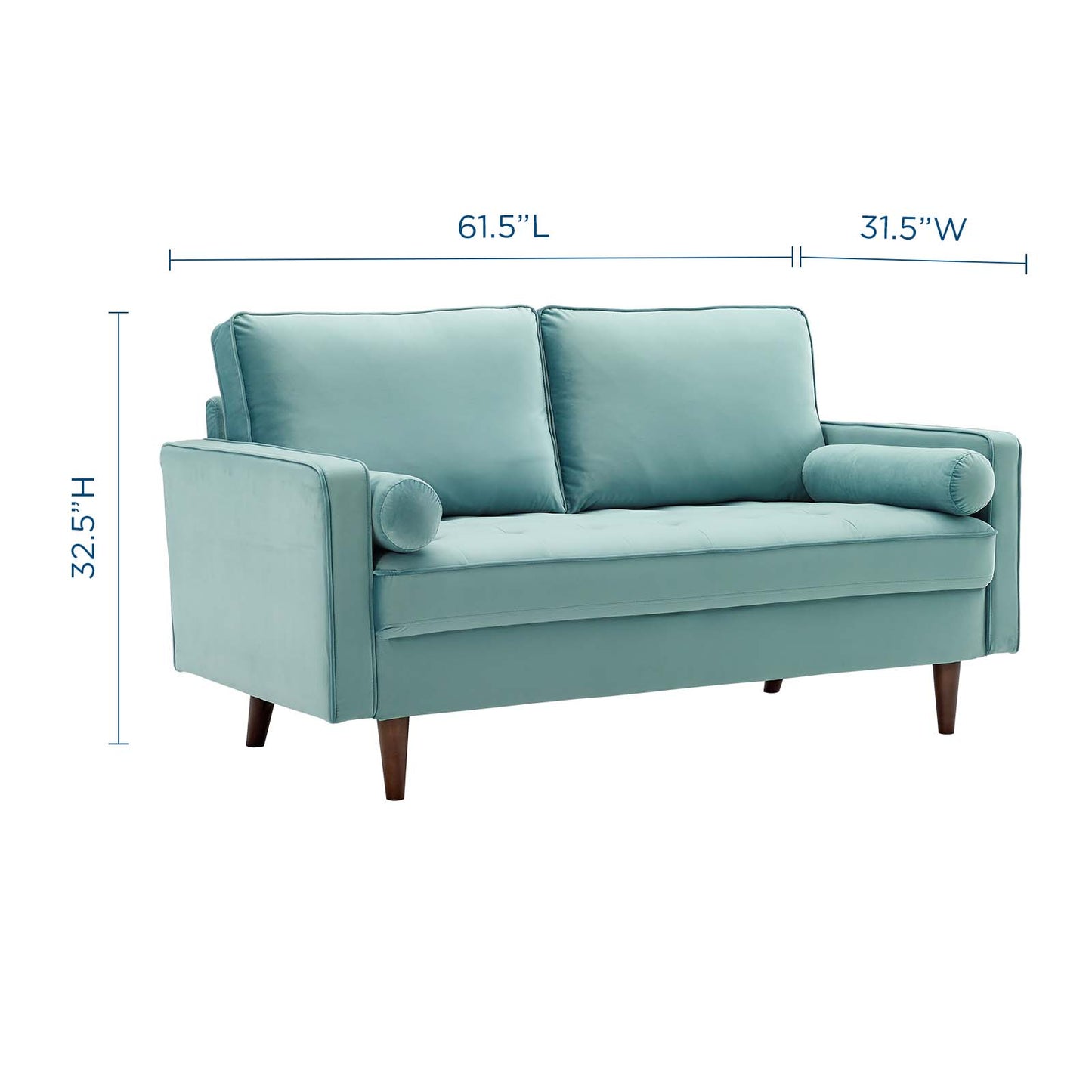 Valour Performance Velvet Loveseat, Velvet, Blue, 18970