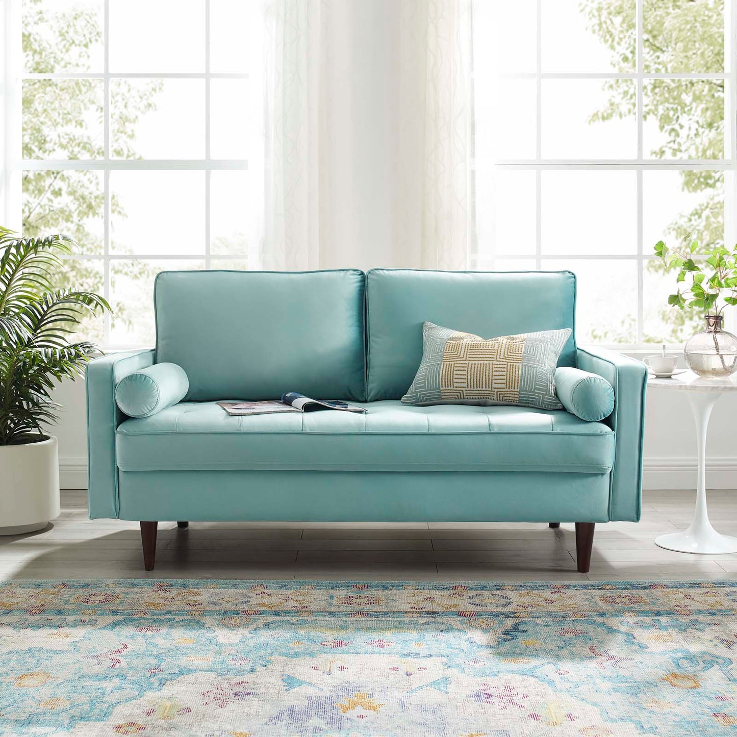 Valour Performance Velvet Loveseat, Velvet, Blue, 18970