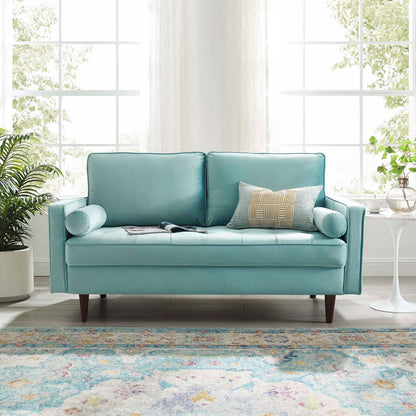 Valour Performance Velvet Loveseat, Velvet, Blue, 18970