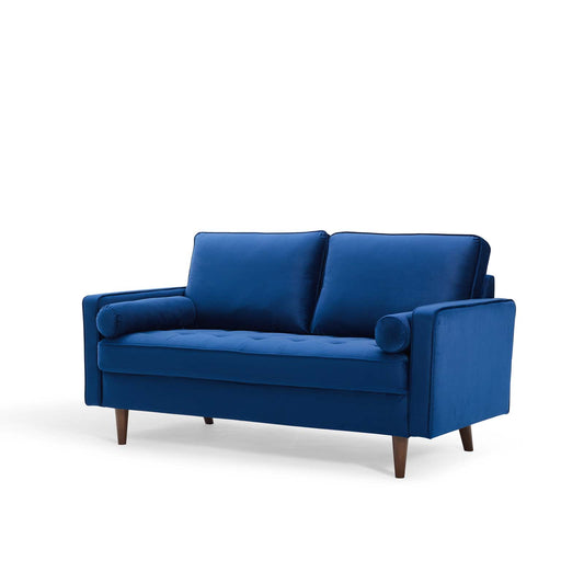 Valour Performance Velvet Loveseat, Velvet, Blue Navy, 18971