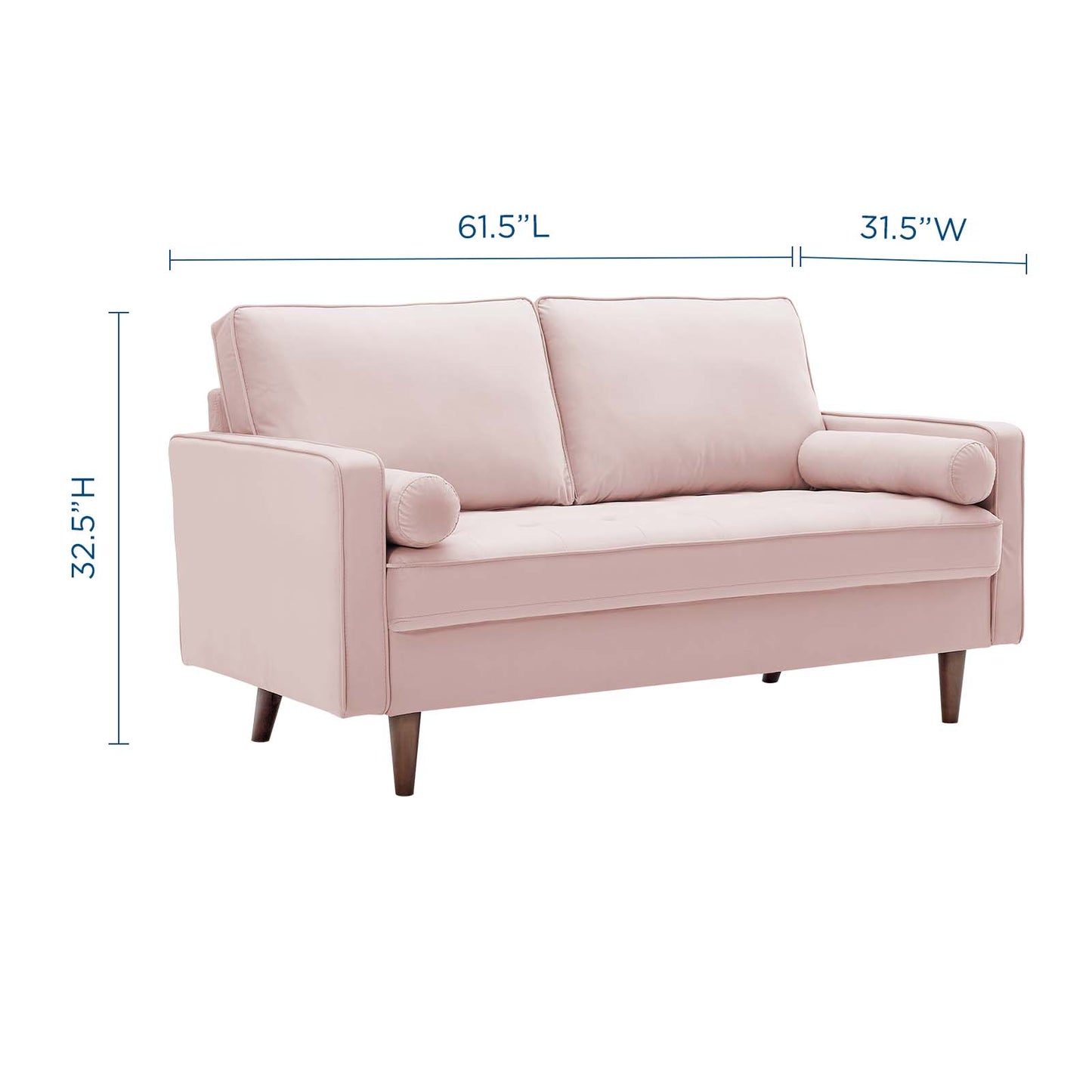 Valour Performance Velvet Loveseat, Velvet, Pink, 18972