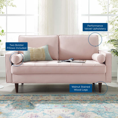 Valour Performance Velvet Loveseat, Velvet, Pink, 18972