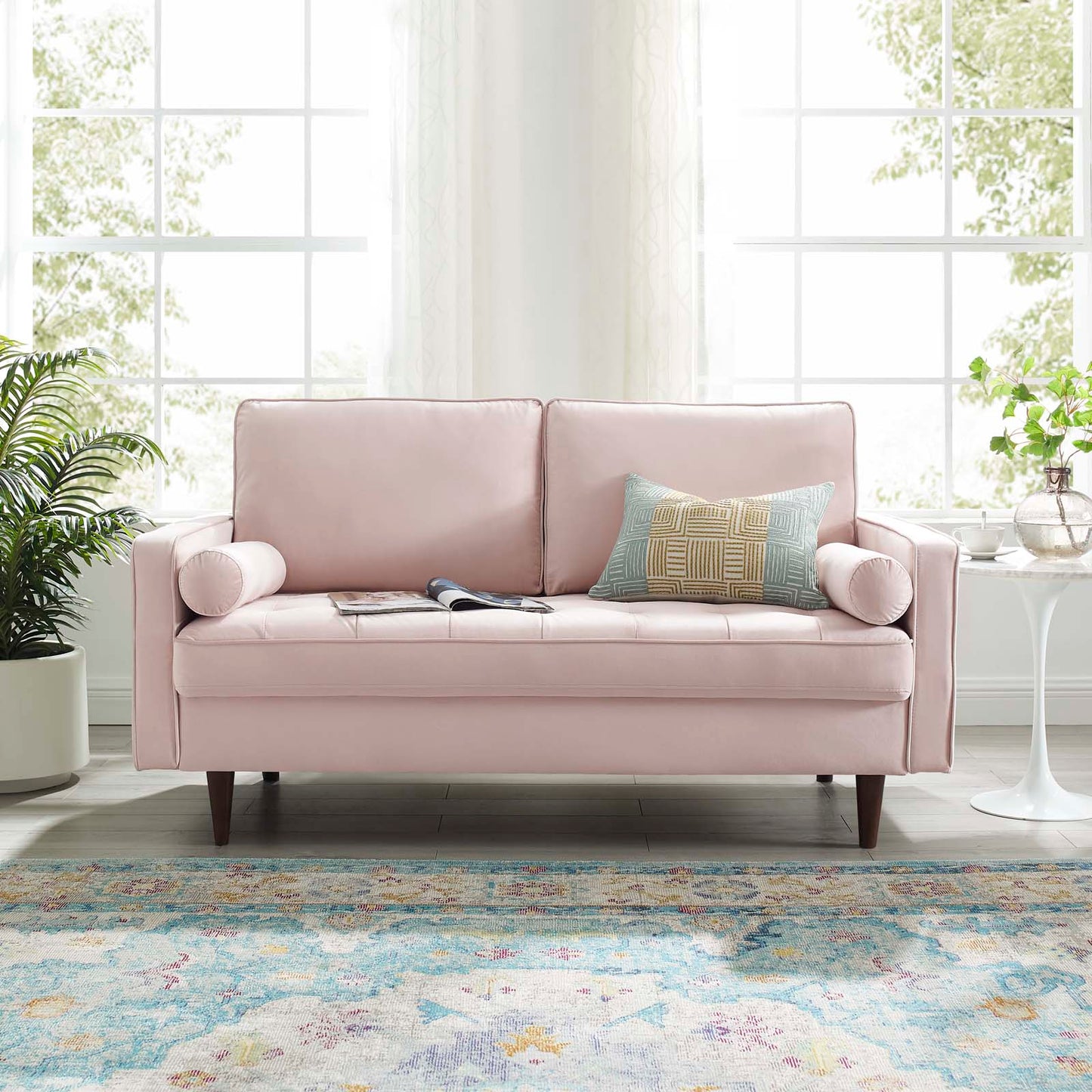 Valour Performance Velvet Loveseat, Velvet, Pink, 18972