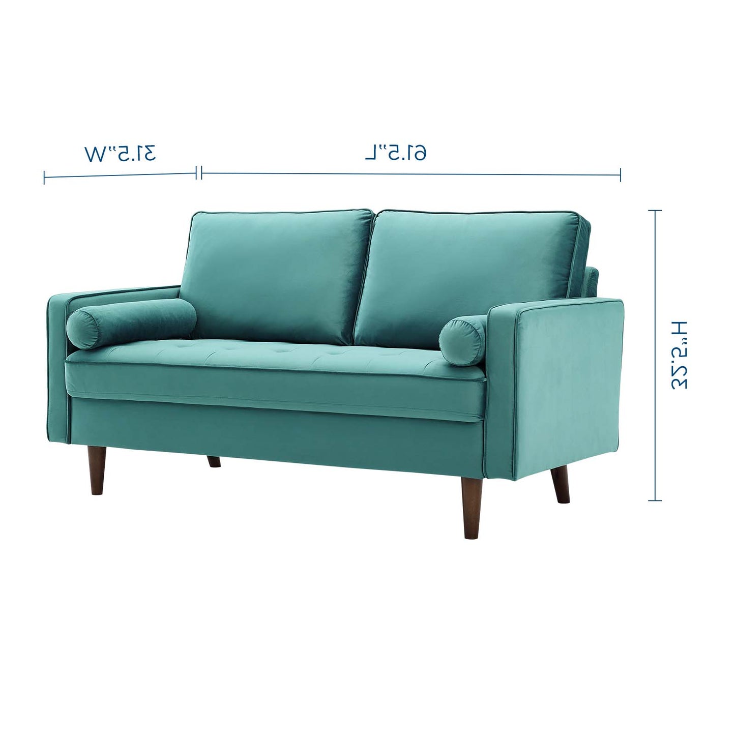 Valour Performance Velvet Loveseat, Velvet, Teal Blue, 18973