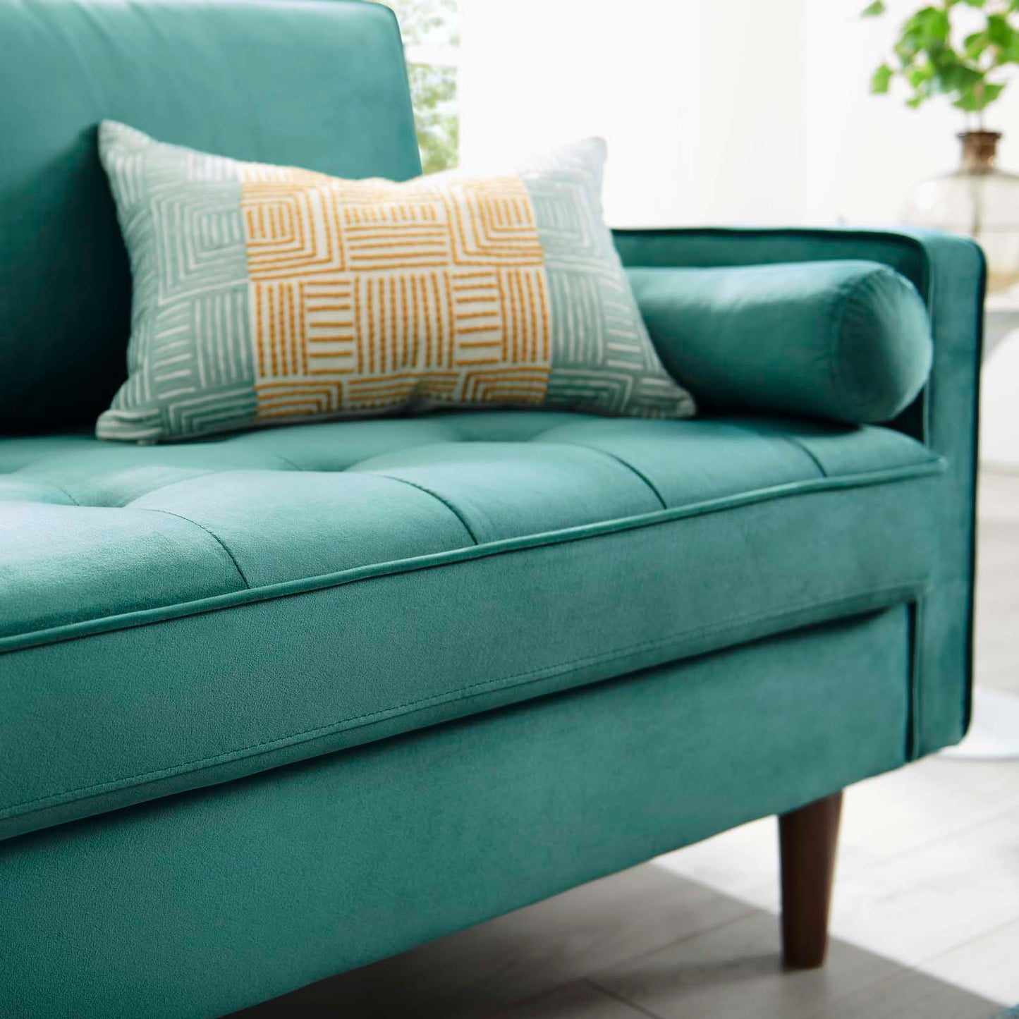 Valour Performance Velvet Loveseat, Velvet, Teal Blue, 18973