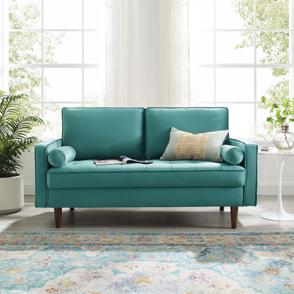 Valour Performance Velvet Loveseat, Velvet, Teal Blue, 18973