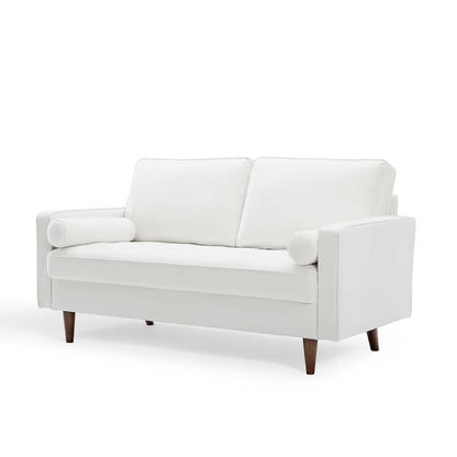 Valour Performance Velvet Loveseat, Velvet, White, 18974
