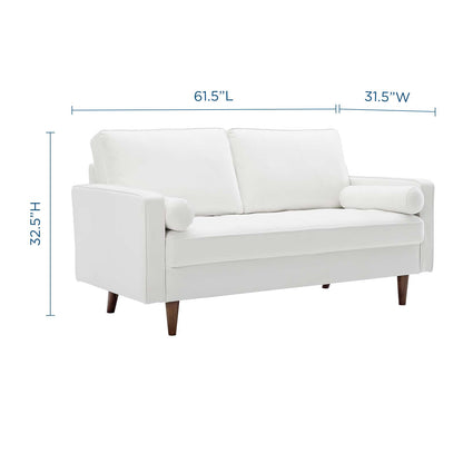 Valour Performance Velvet Loveseat, Velvet, White, 18974