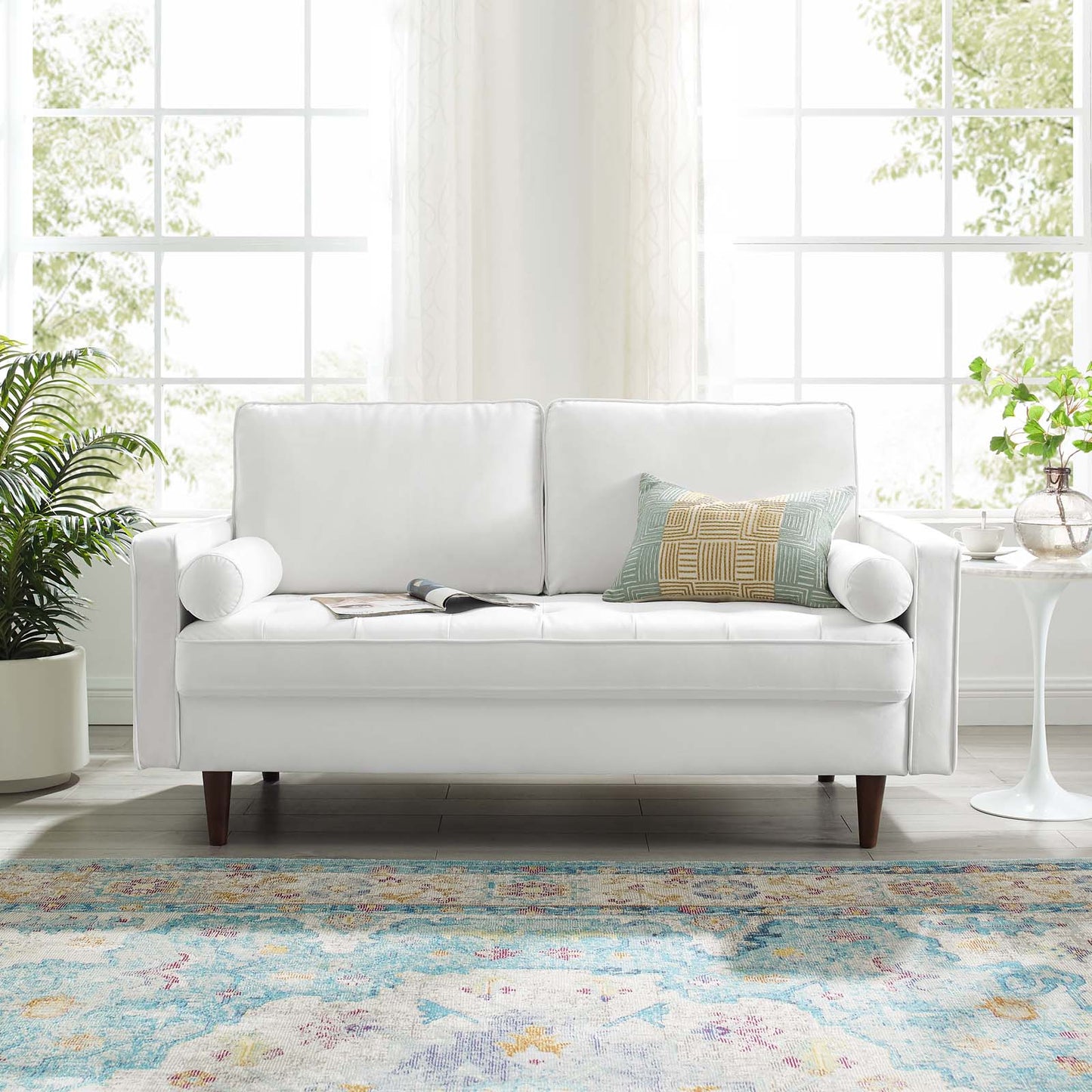 Valour Performance Velvet Loveseat, Velvet, White, 18974