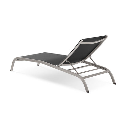 Savannah Outdoor Patio Mesh Chaise Lounge Set of 2, Aluminum, Metal, Steel, Black, 18975