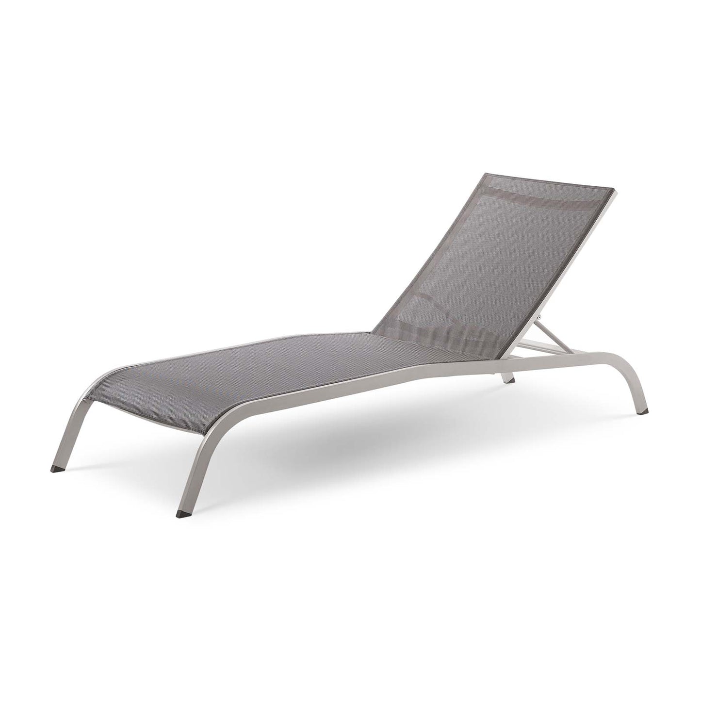 Savannah Outdoor Patio Mesh Chaise Lounge Set of 2, Aluminum, Metal, Steel, Grey Gray, 18976