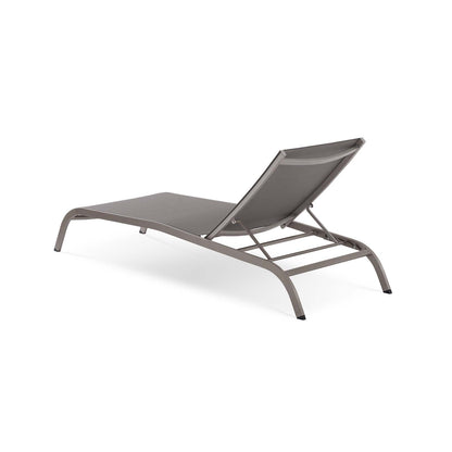 Savannah Outdoor Patio Mesh Chaise Lounge Set of 2, Aluminum, Metal, Steel, Grey Gray, 18976
