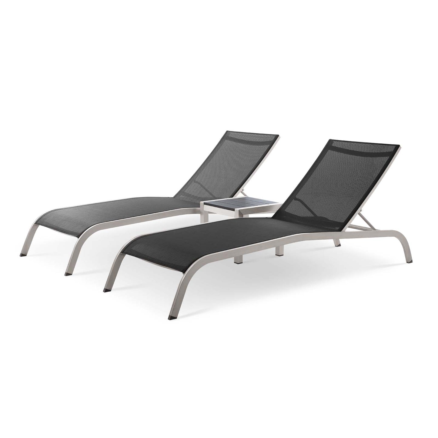 Savannah 3 Piece Outdoor Patio Mesh Set, Aluminum, Metal, Steel, Black, 18978