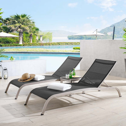Savannah 3 Piece Outdoor Patio Mesh Set, Aluminum, Metal, Steel, Black, 18978