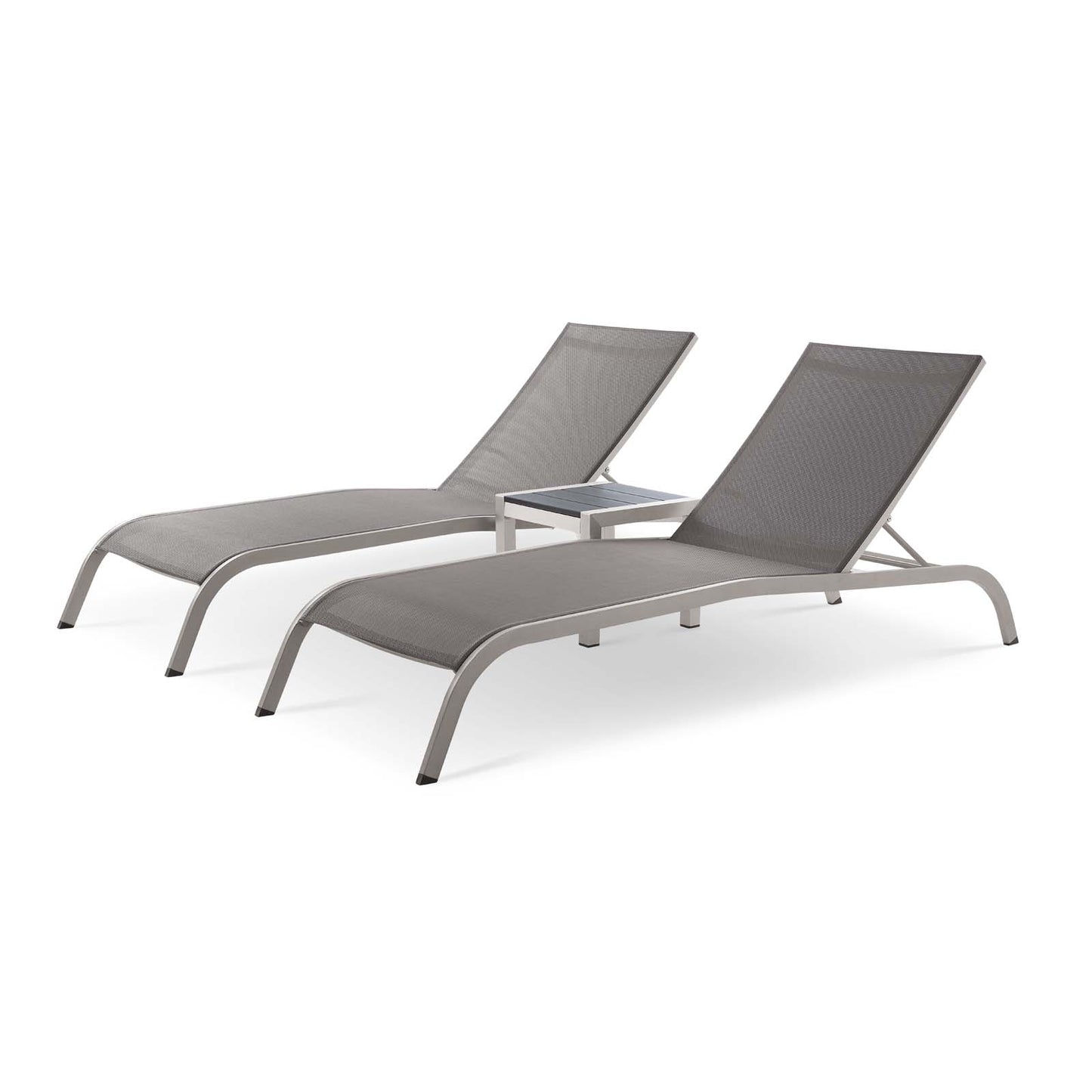 Savannah 3 Piece Outdoor Patio Mesh Set, Aluminum, Metal, Steel, Grey Gray, 18979