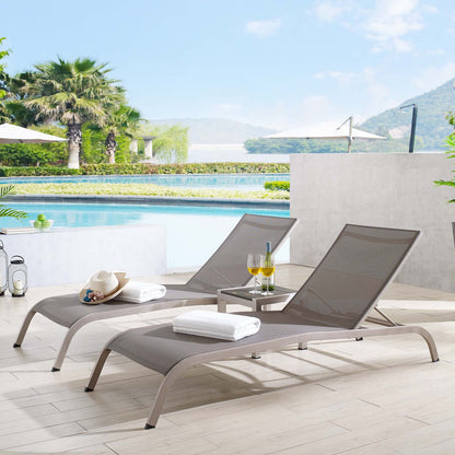Savannah 3 Piece Outdoor Patio Mesh Set, Aluminum, Metal, Steel, Grey Gray, 18979