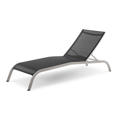 Savannah Outdoor Patio Mesh Chaise Lounge Set of 4, Aluminum, Metal, Steel, Black, 18981