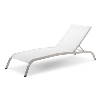 Savannah Outdoor Patio Mesh Chaise Lounge Set of 4, Aluminum, Metal, Steel, White, 18983