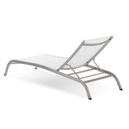 Savannah Outdoor Patio Mesh Chaise Lounge Set of 4, Aluminum, Metal, Steel, White, 18983
