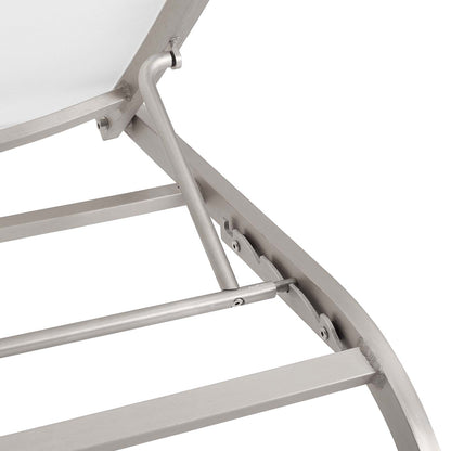 Savannah Outdoor Patio Mesh Chaise Lounge Set of 4, Aluminum, Metal, Steel, White, 18983