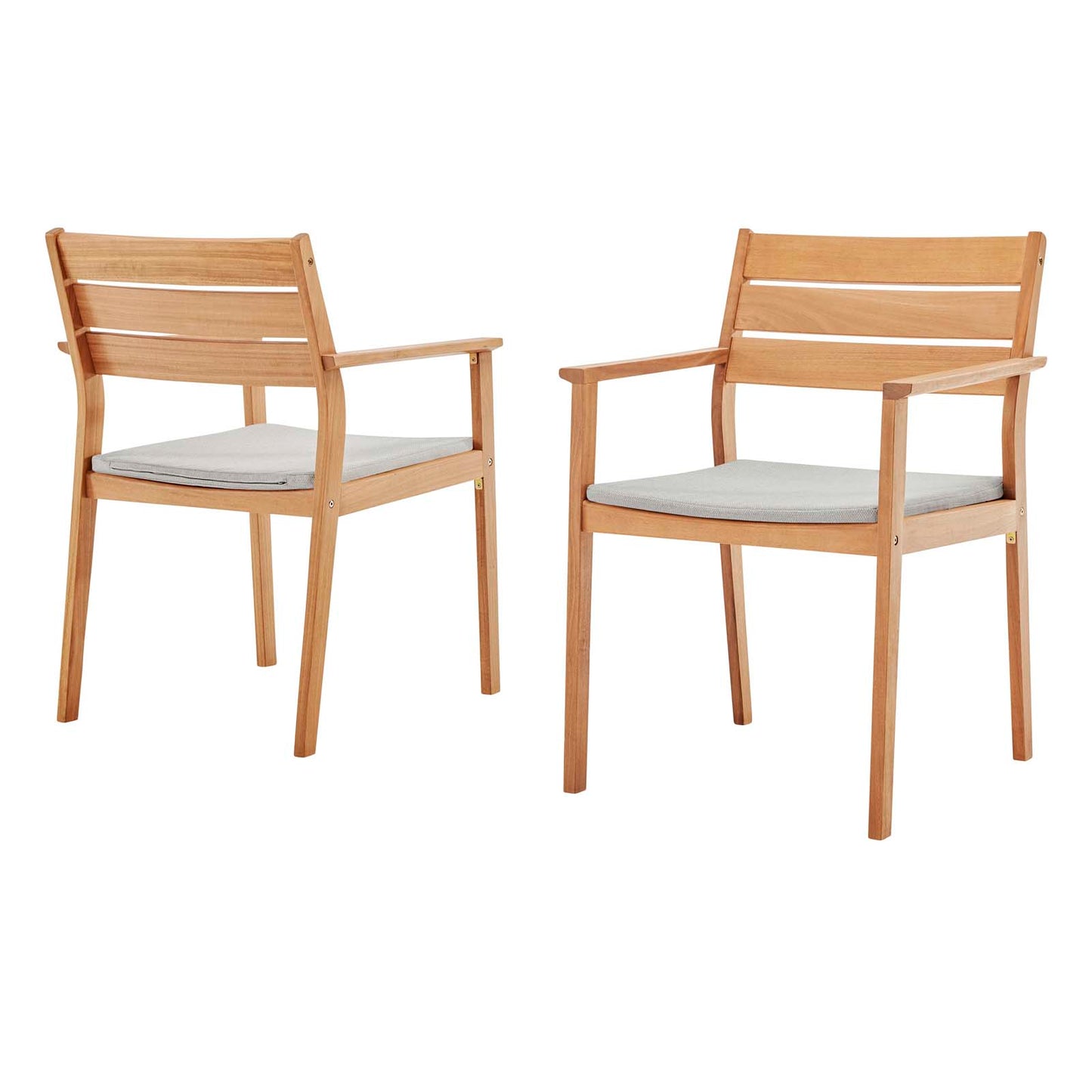 Viewscape Outdoor Patio Ash Wood Dining Armchair Set of 2, Wood, Brown Natural Taupe Gray, 18984