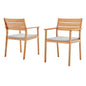 Viewscape Outdoor Patio Ash Wood Dining Armchair Set of 2, Wood, Brown Natural Taupe Gray, 18984