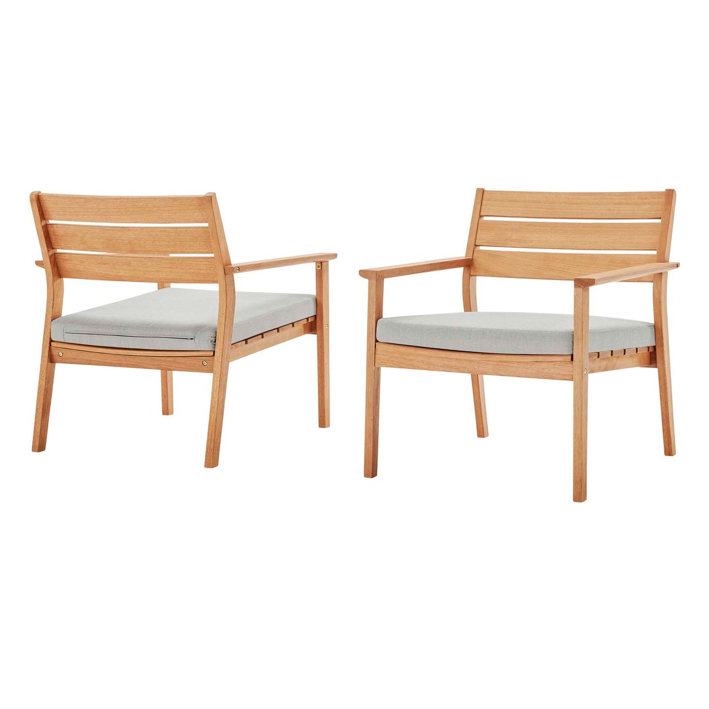 Breton Outdoor Patio Ash Wood Armchair Set of 2, Wood, Brown Natural Taupe Gray, 18985