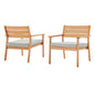 Breton Outdoor Patio Ash Wood Armchair Set of 2, Wood, Brown Natural Taupe Gray, 18985