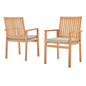 Farmstay Outdoor Patio Teak Dining Armchair Set of 2, Wood, Brown Natural Taupe Gray, 18987
