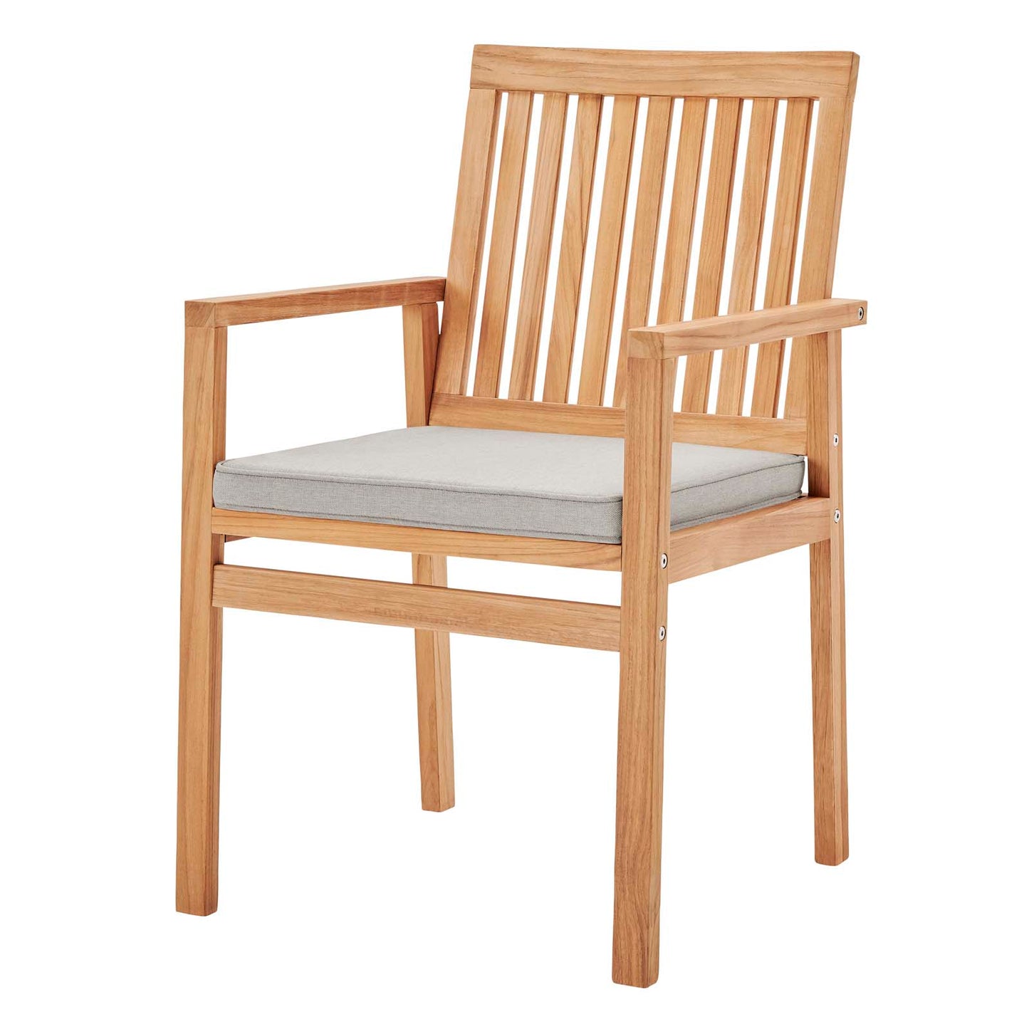 Farmstay Outdoor Patio Teak Dining Armchair Set of 2, Wood, Brown Natural Taupe Gray, 18987