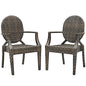 Casper Outdoor Patio Dining Armchair Set of 2, Rattan, Wicker, Brown, 18988